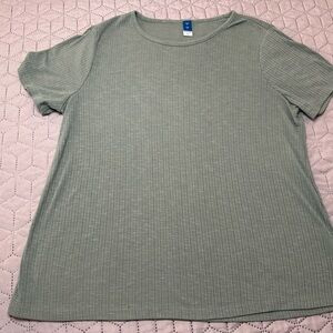 Ladies Old Navy Sage Ribbed Short Sleeve Tee Polyester Rayon Spandex Size Small